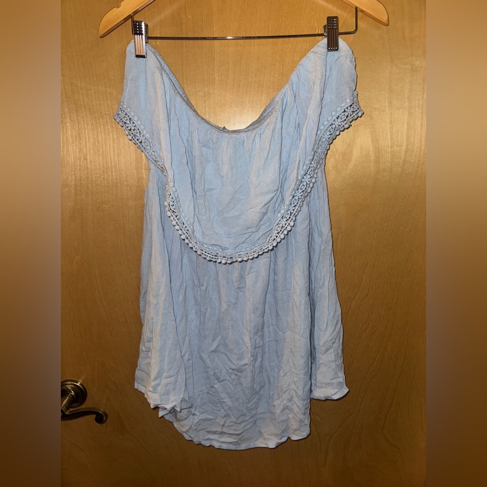 ASOS Light Blue Blouse with Crochet Trim